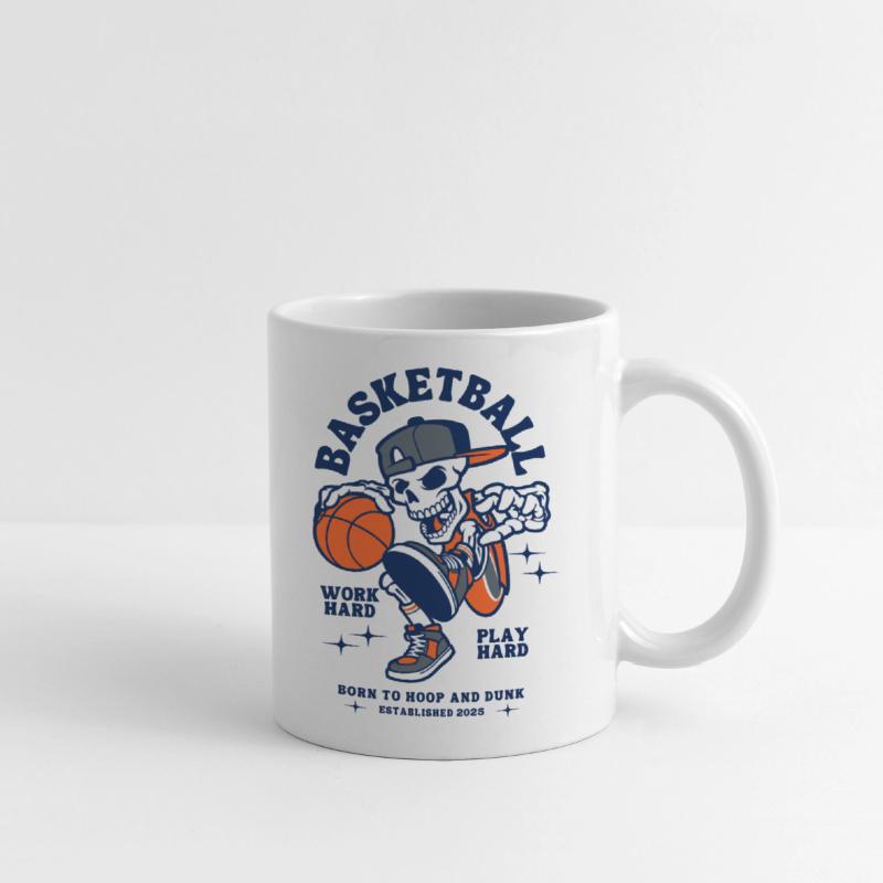 Navy and Orange Illustration Skull Basketball