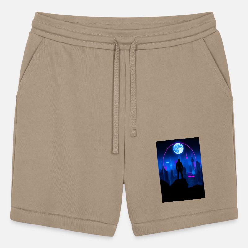 Neon Futuristic Skyline with Glowing Moon