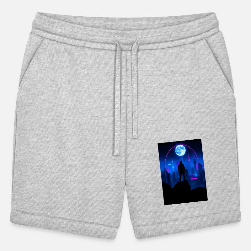 Neon Futuristic Skyline with Glowing Moon