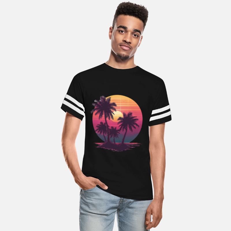 Ocean Palm Vintage Retro Sunset