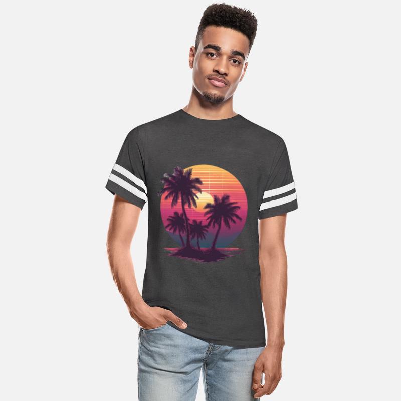 Ocean Palm Vintage Retro Sunset