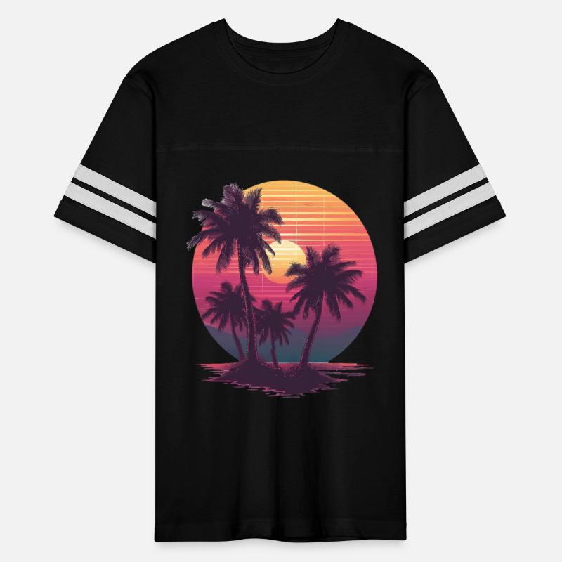 Ocean Palm Vintage Retro Sunset