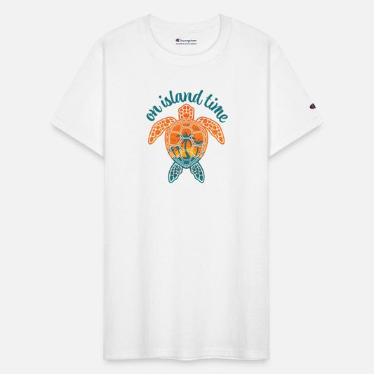 On Island Time Tropical Sunset Sea Turtle Design