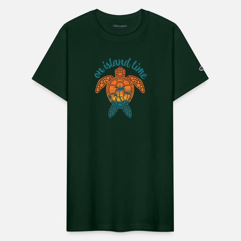 On Island Time Tropical Sunset Sea Turtle Design