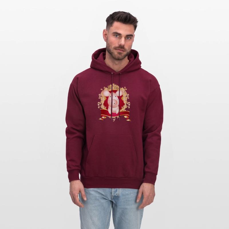 Pig with magnificent coat of arms and banner