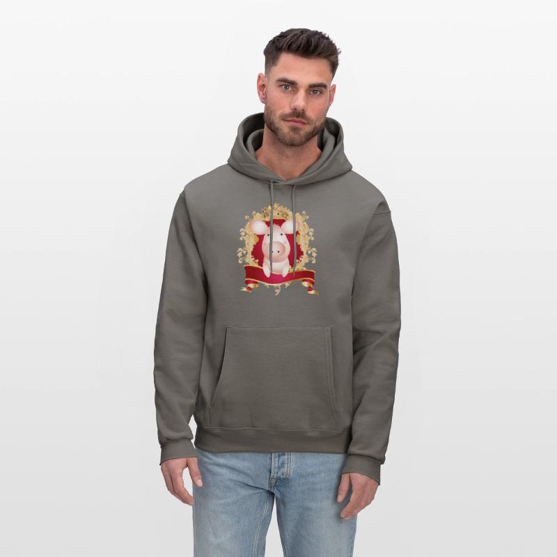 Pig with magnificent coat of arms and banner