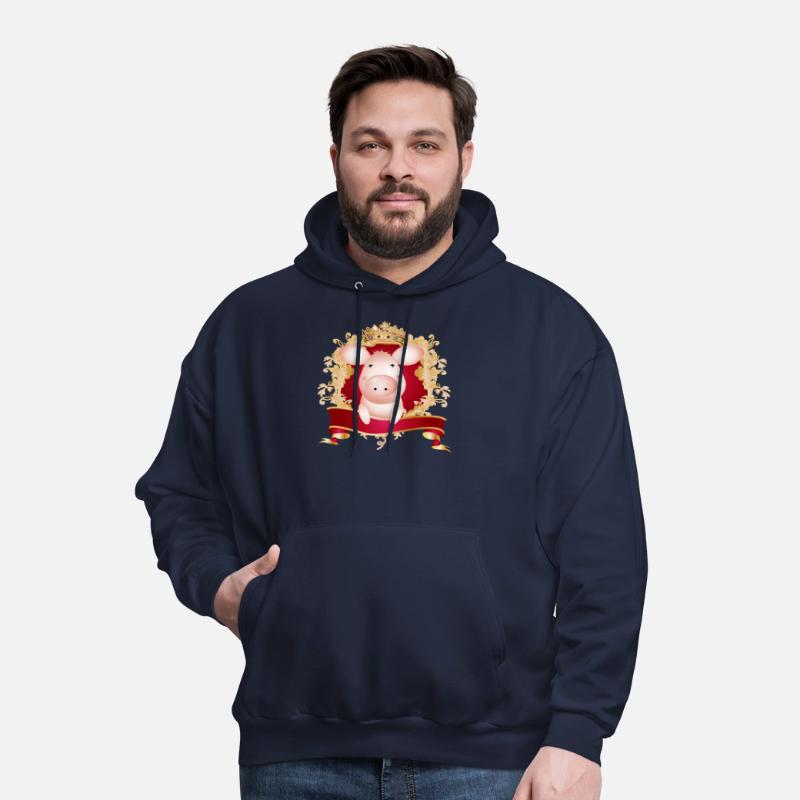 Pig with magnificent coat of arms and banner