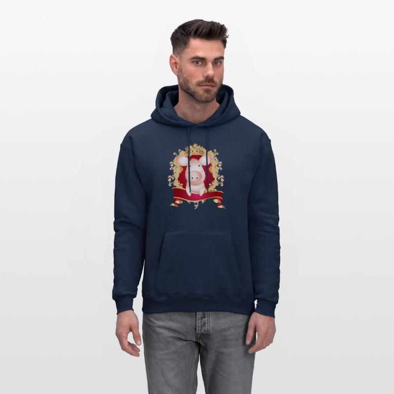 Pig with magnificent coat of arms and banner