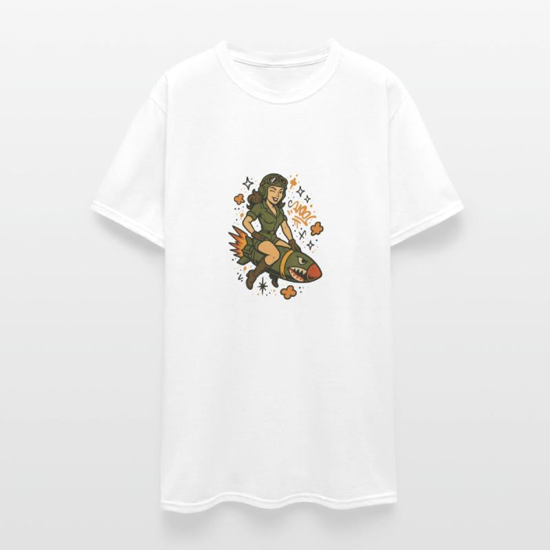 Pin-Up Pilot on Missile | Vintage Graffiti Art