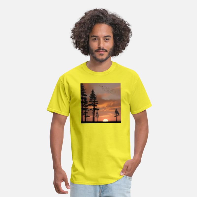 Pine forest at sunset