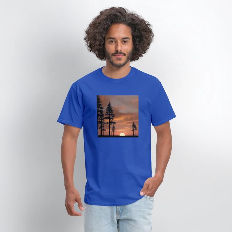 Pine forest at sunset