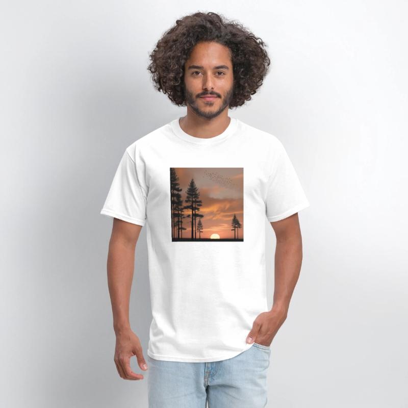 Pine forest at sunset