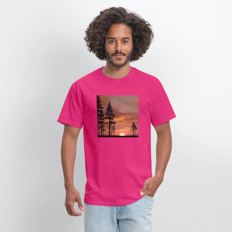 Pine forest at sunset