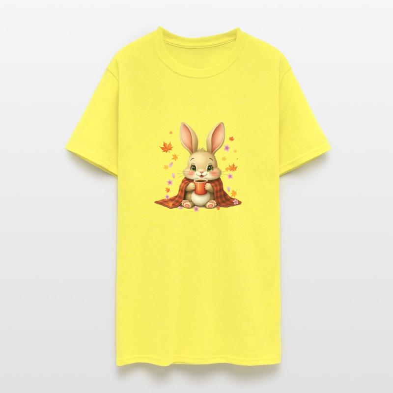 Rabbit Enjoying Coffee in blanket autumn