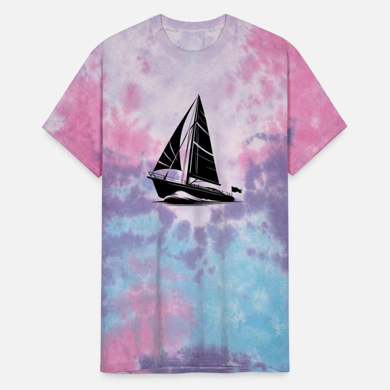 Sailboat In Big Waves Under Sail In The Wind