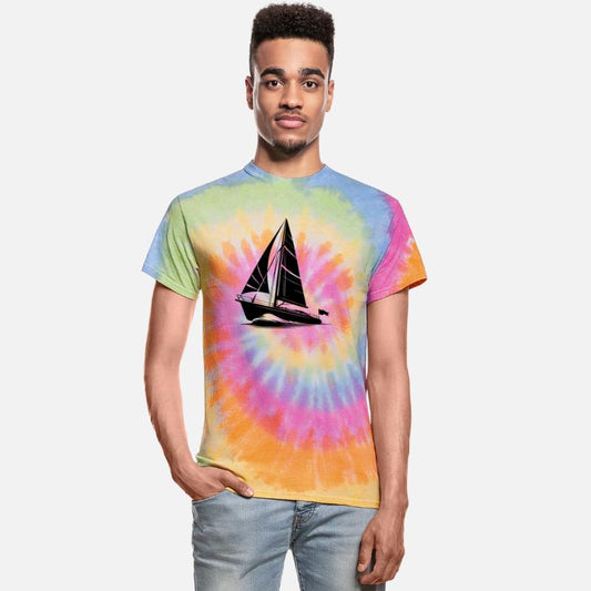 Sailboat In Big Waves Under Sail In The Wind