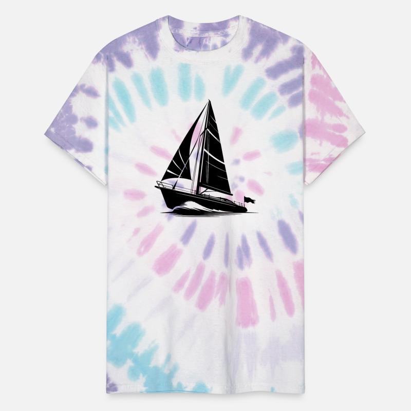 Sailboat In Big Waves Under Sail In The Wind