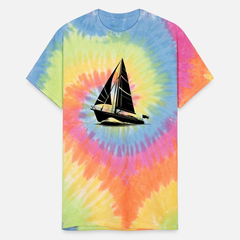 Sailboat In Big Waves Under Sail In The Wind