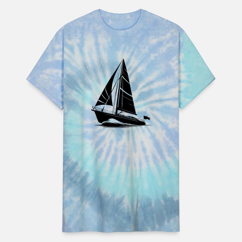 Sailboat In Big Waves Under Sail In The Wind