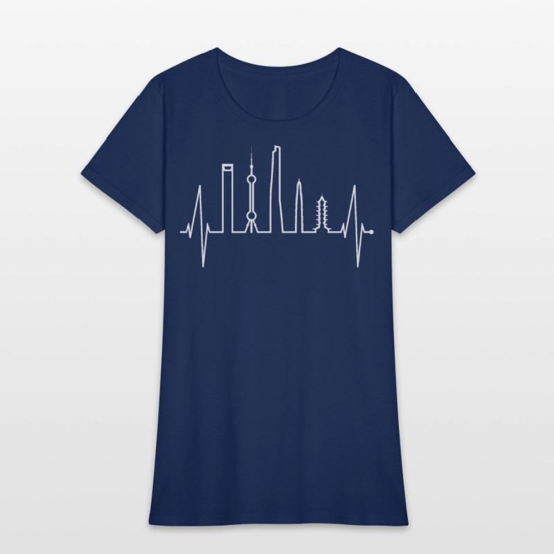 Shanghai Skyline Heartbeat Heart China I Love Asia