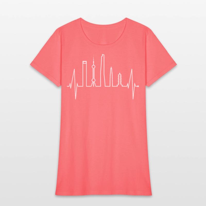 Shanghai Skyline Heartbeat Heart China I Love Asia