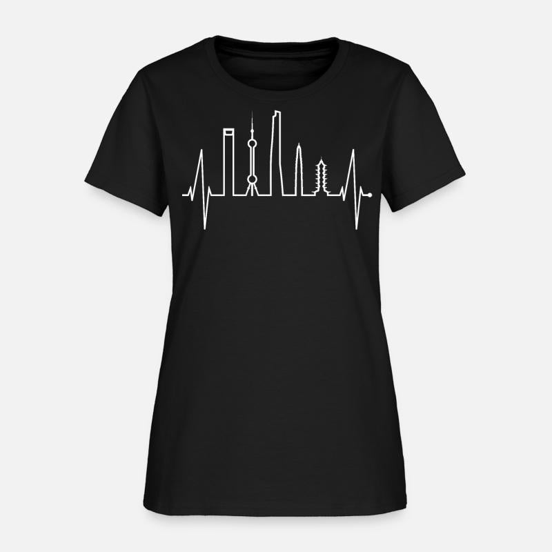 Shanghai Skyline Heartbeat Heart China I Love Asia