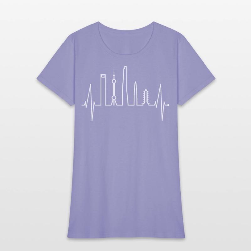 Shanghai Skyline Heartbeat Heart China I Love Asia