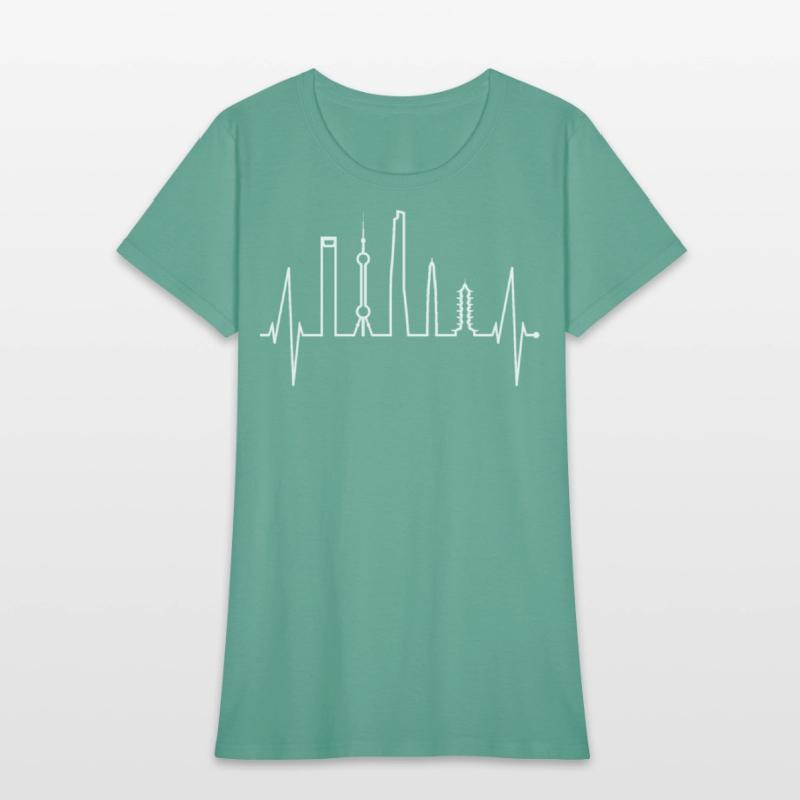 Shanghai Skyline Heartbeat Heart China I Love Asia