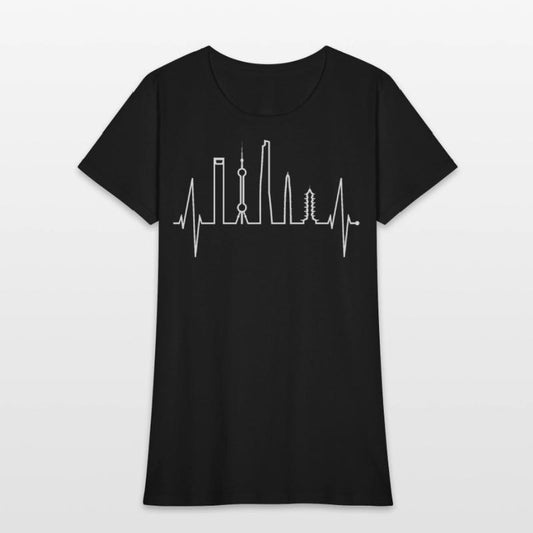 Shanghai Skyline Heartbeat Heart China I Love Asia