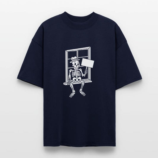 Skeleton On Window Blank Sign Vector One Color