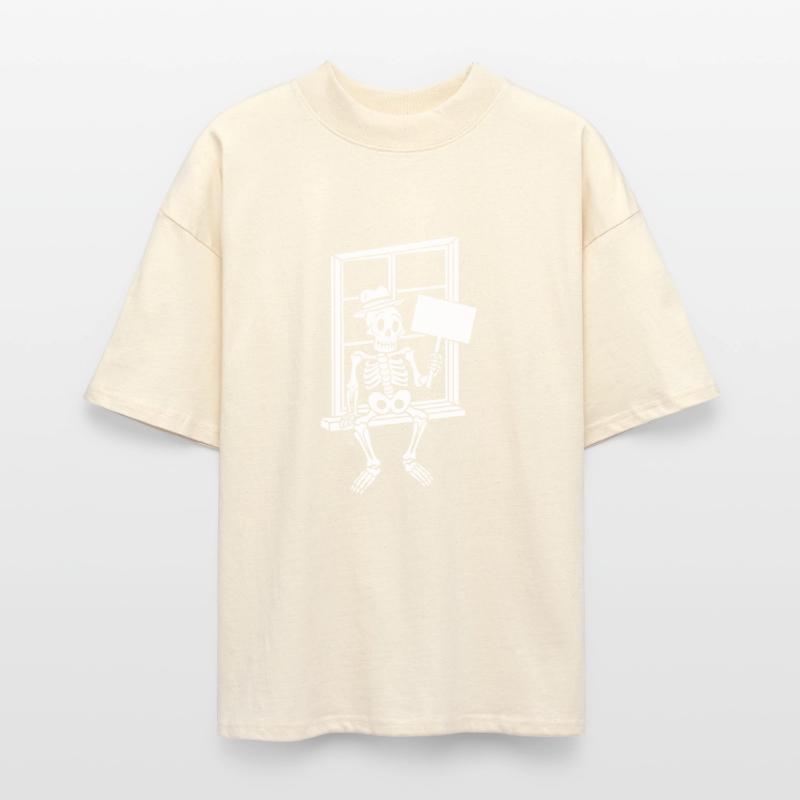 Skeleton On Window Blank Sign Vector One Color