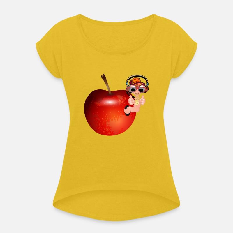 small earthworm as a hip hopper in the red apple