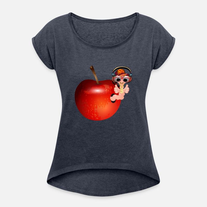 small earthworm as a hip hopper in the red apple