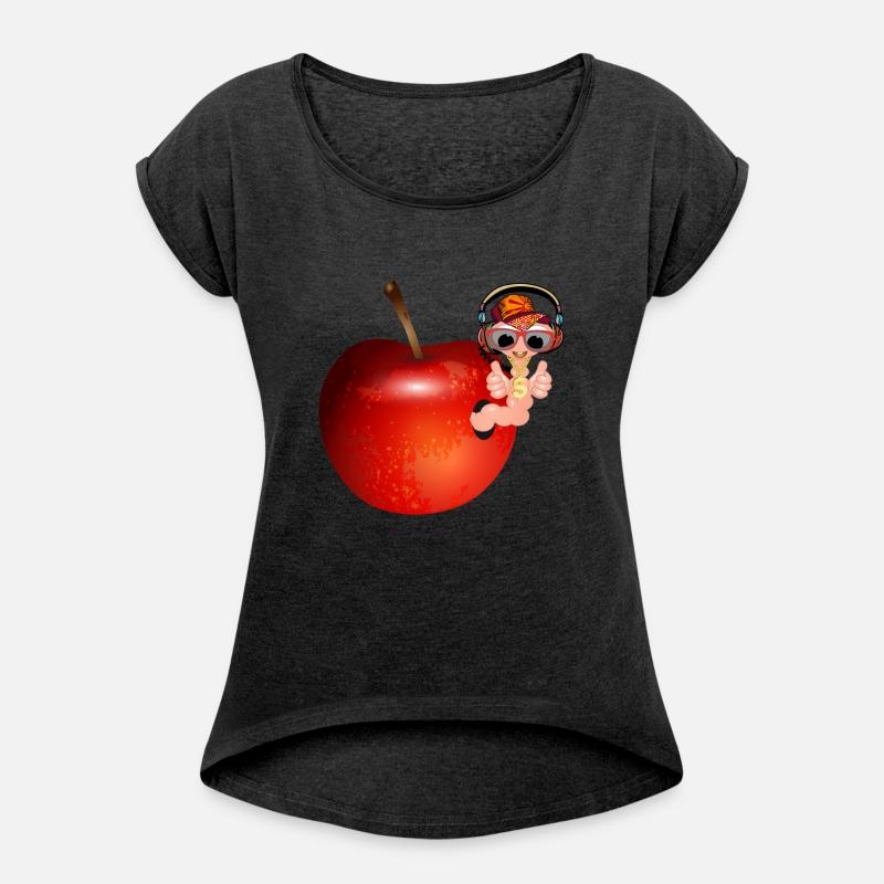 small earthworm as a hip hopper in the red apple