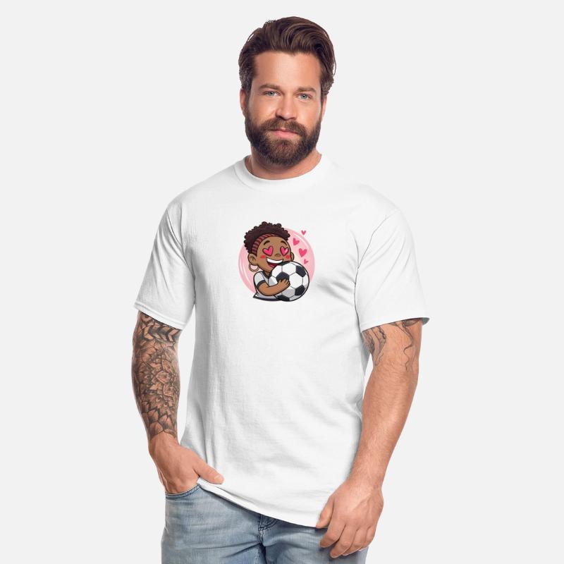 Soccer Cartoon Brunette Woman Face in Love