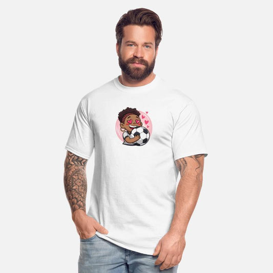 Soccer Cartoon Brunette Woman Face in Love