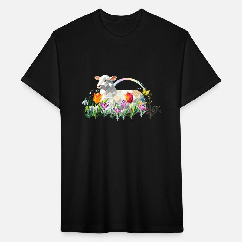Spring Lamb with Flowers and Butterflies