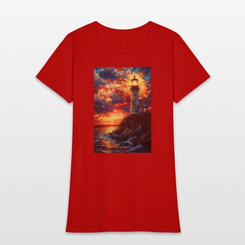 Stained Glass Lighthouse Sunset