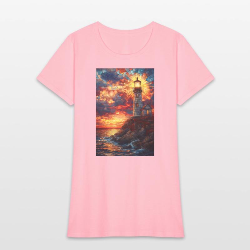 Stained Glass Lighthouse Sunset