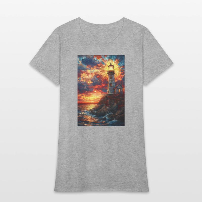 Stained Glass Lighthouse Sunset