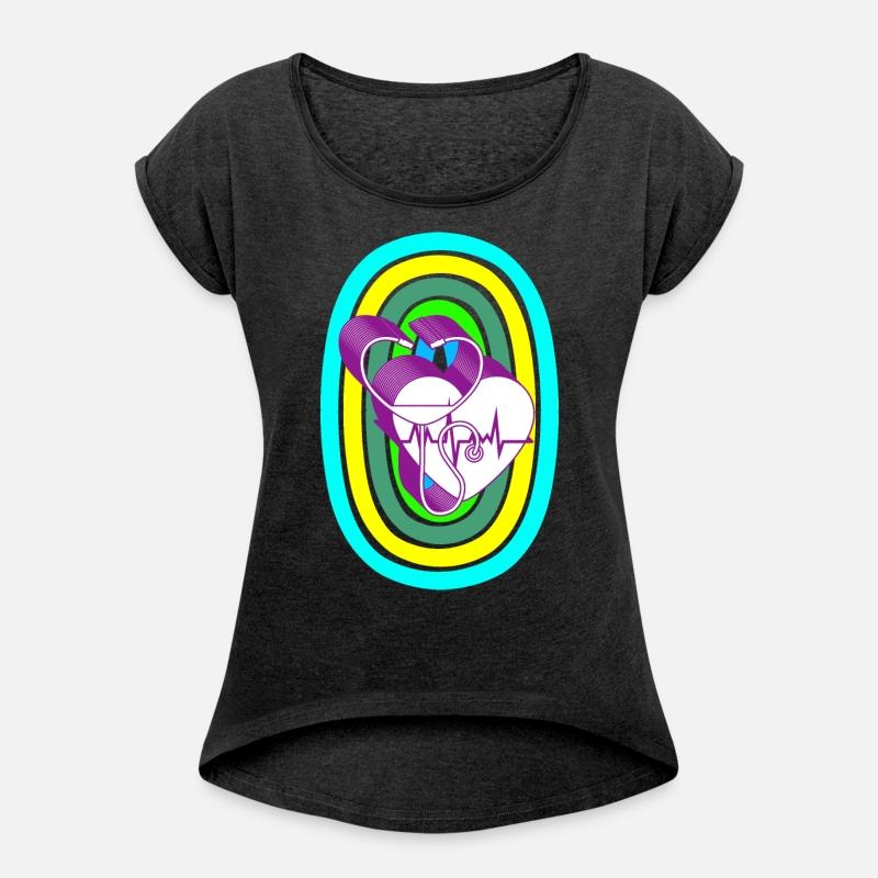 Stethoscope, heartbeat, and rainbow