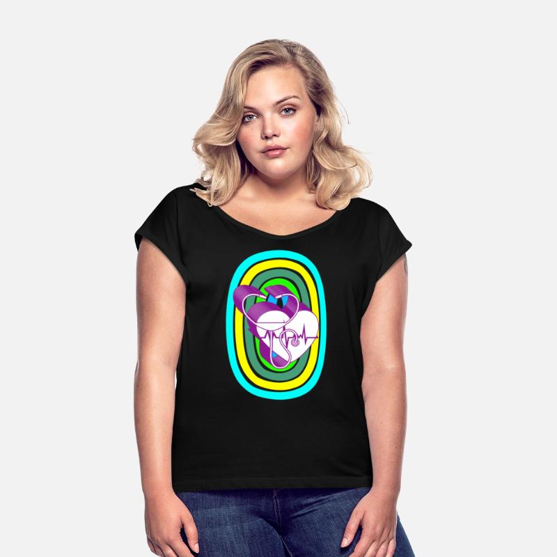 Stethoscope, heartbeat, and rainbow