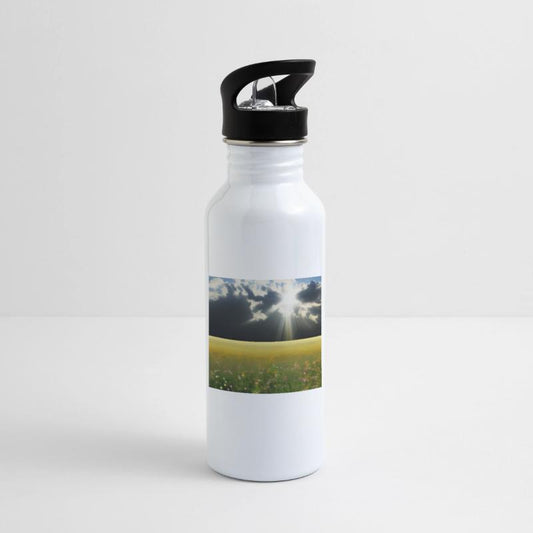 Sunny meadow with fluffy clouds