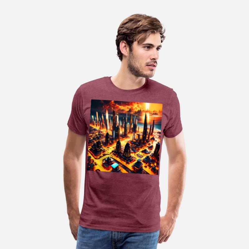 UFO World Alien Space City Skyline At Sunset