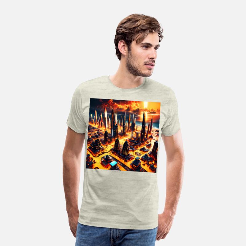 UFO World Alien Space City Skyline At Sunset