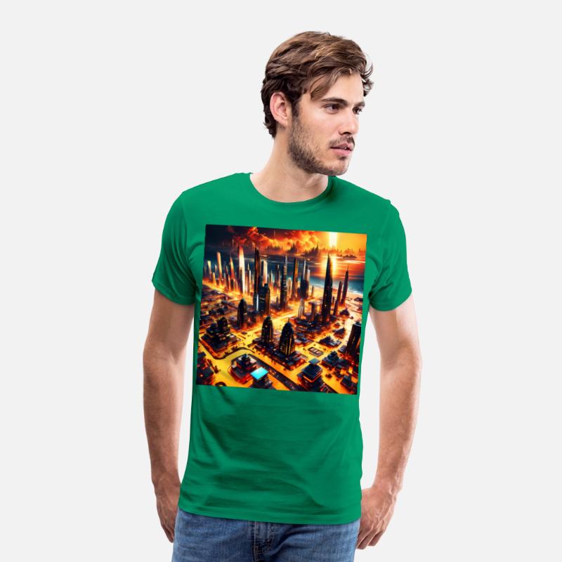 UFO World Alien Space City Skyline At Sunset