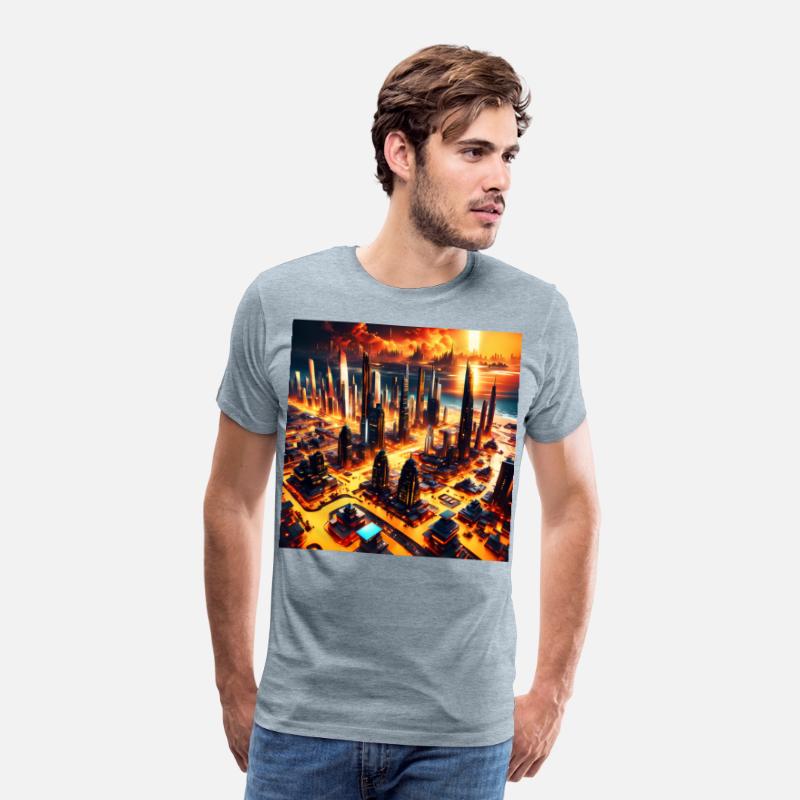 UFO World Alien Space City Skyline At Sunset