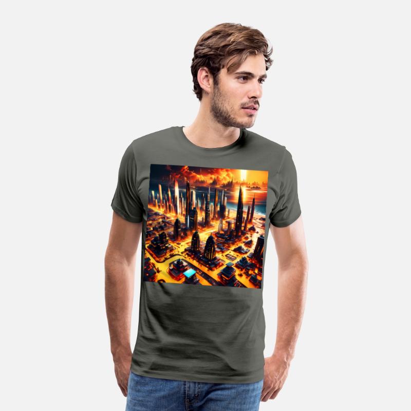 UFO World Alien Space City Skyline At Sunset