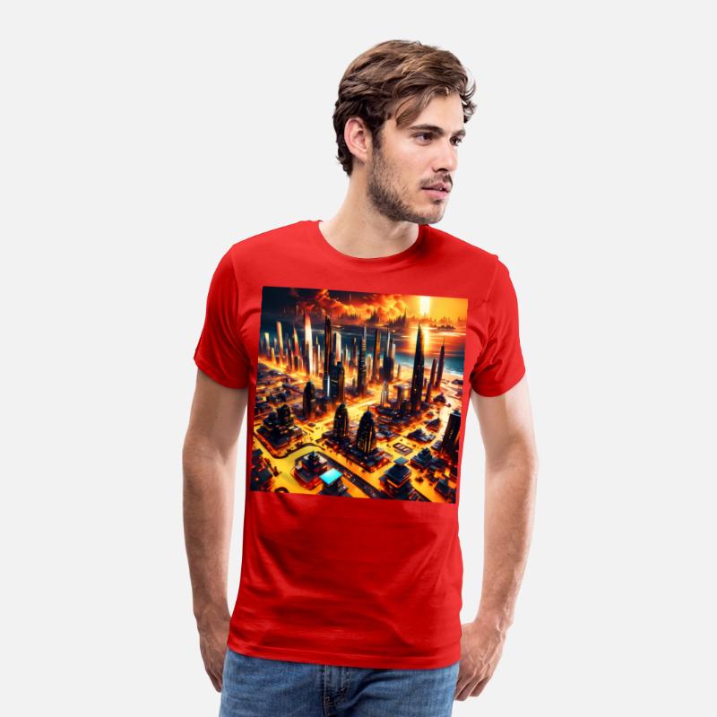 UFO World Alien Space City Skyline At Sunset