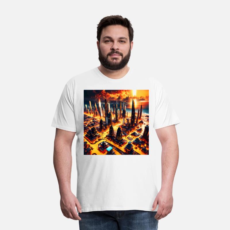 UFO World Alien Space City Skyline At Sunset